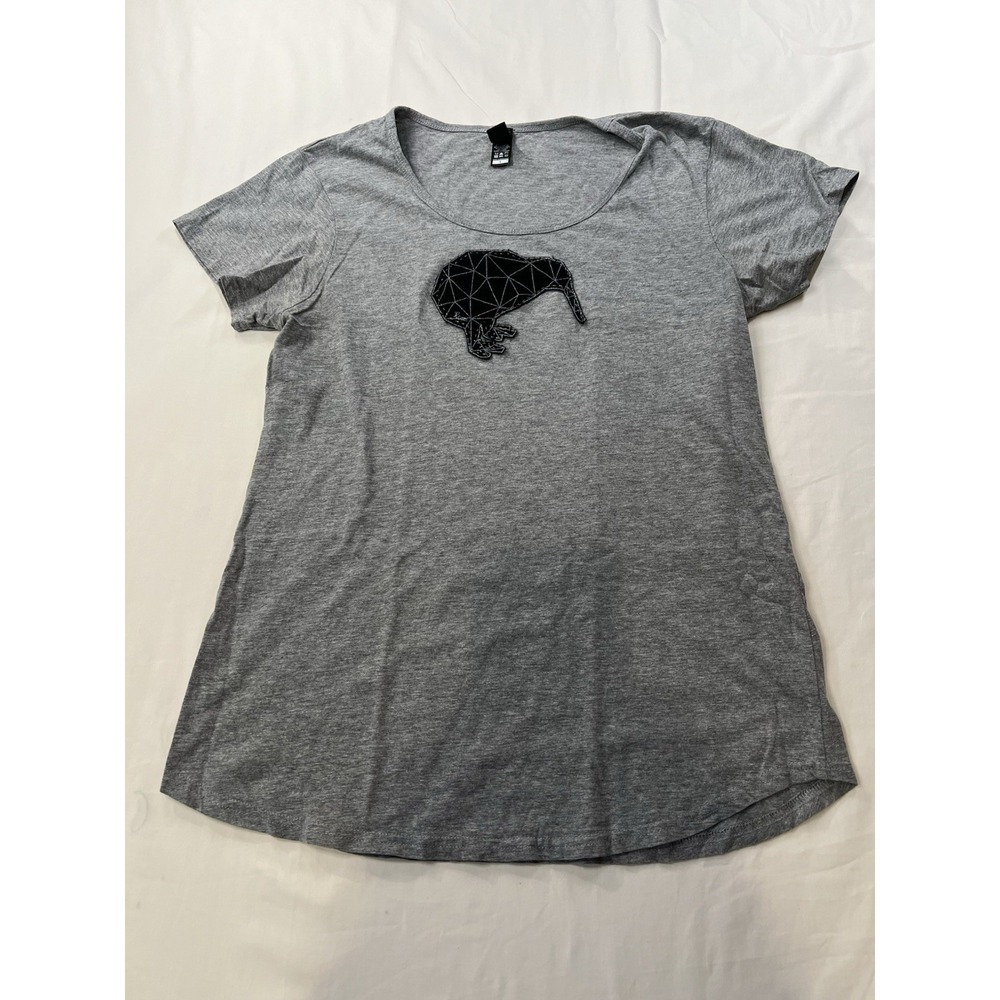 AS Colour Mali Kiwi Bird Geometric Graphic T Shirt Gray Large Women Short Sleeve